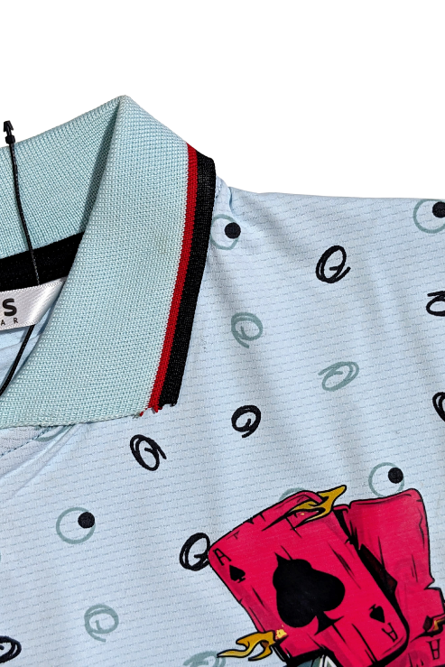 Kid's SkyBlue Polo with Red Graphic Patch